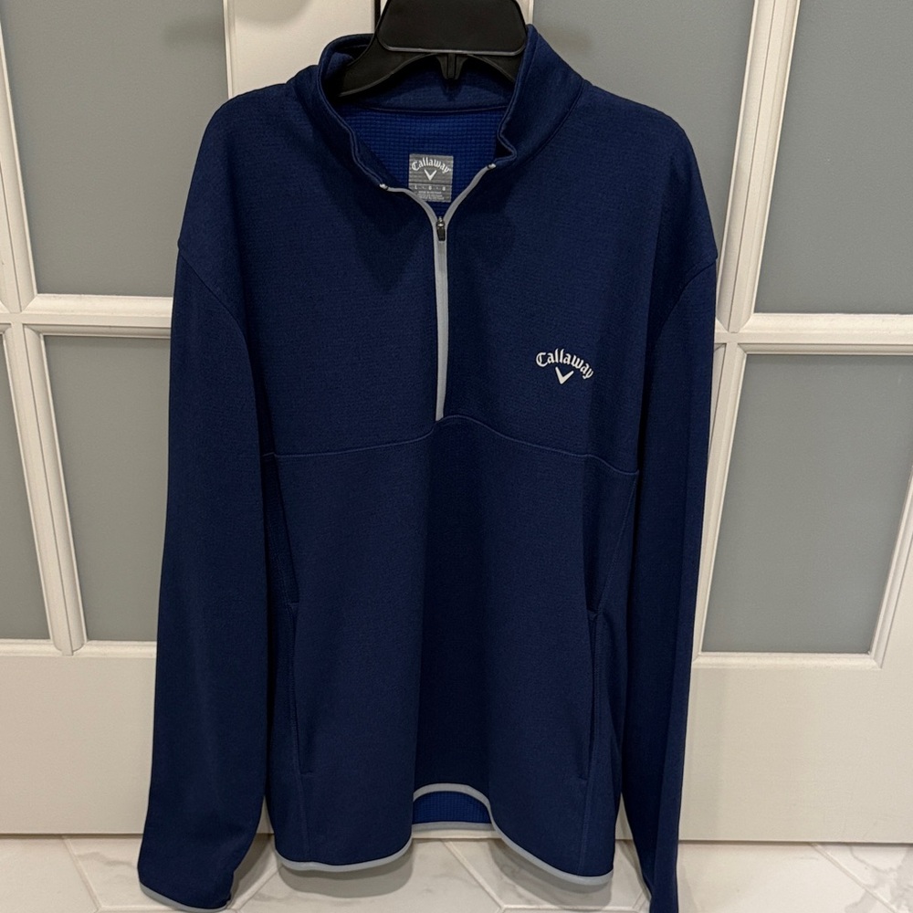 Callaway Men's Fleece Quarter-Zip Golf Base Layer-Deep Blue-Large
